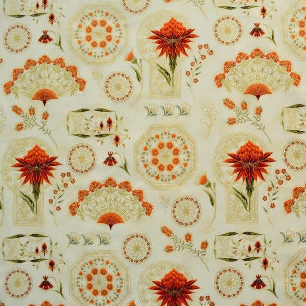 BOLT END SALE: Leesa Chandler: Melba 'Project Panel' Cream/Orange 0004 8: Approx 2.6m