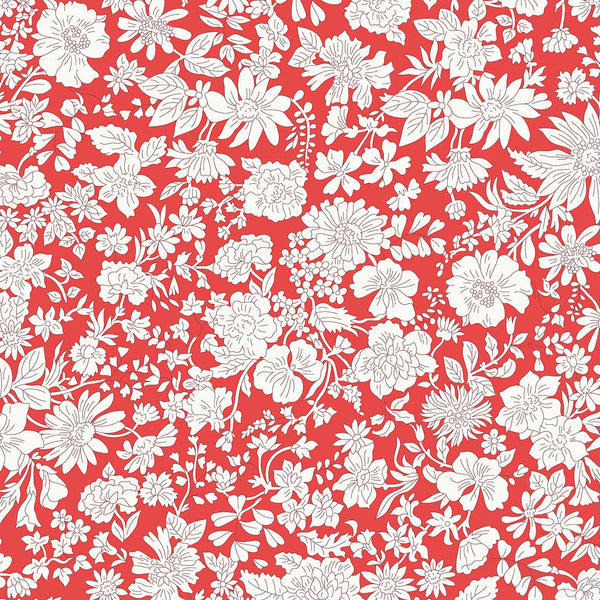 BACKING FABRIC 108" Wide: Liberty | Emily Blossom: 0166W7408A CRIMSON: 5 METRE PRECUT