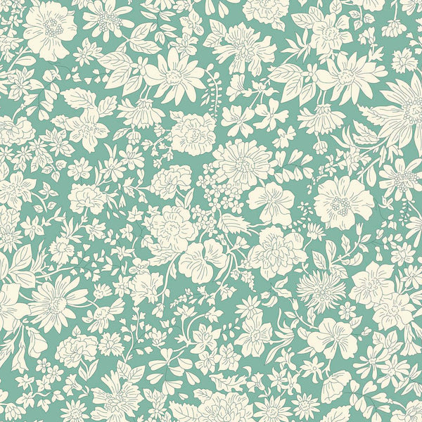 BACKING FABRIC 108" Wide: Liberty | Emily Blossom: 0166W7412A OLIVE LEAF: 5 METRE PRECUT