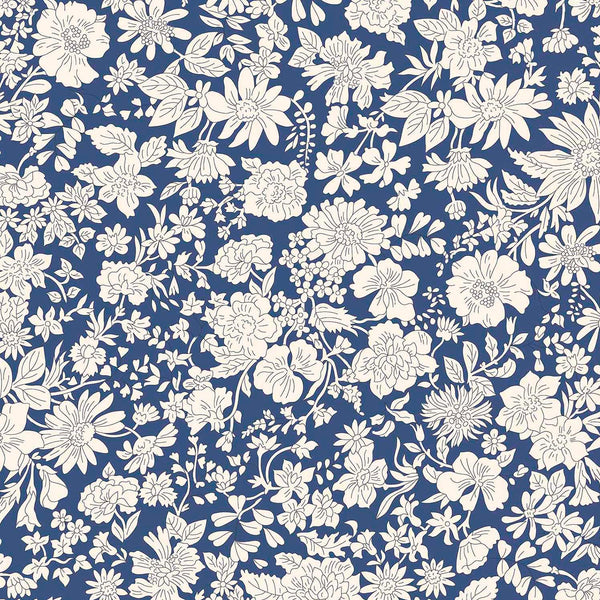 BACKING FABRIC 108" Wide: Liberty | Emily Blossom: 0166W7414A SAPPHIRE: by the ½m