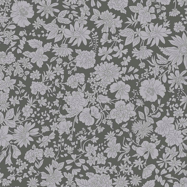 BACKING FABRIC 108" Wide: Liberty | Emily Blossom: 0166W7415A CHARCOAL: 5 METRE PRECUT