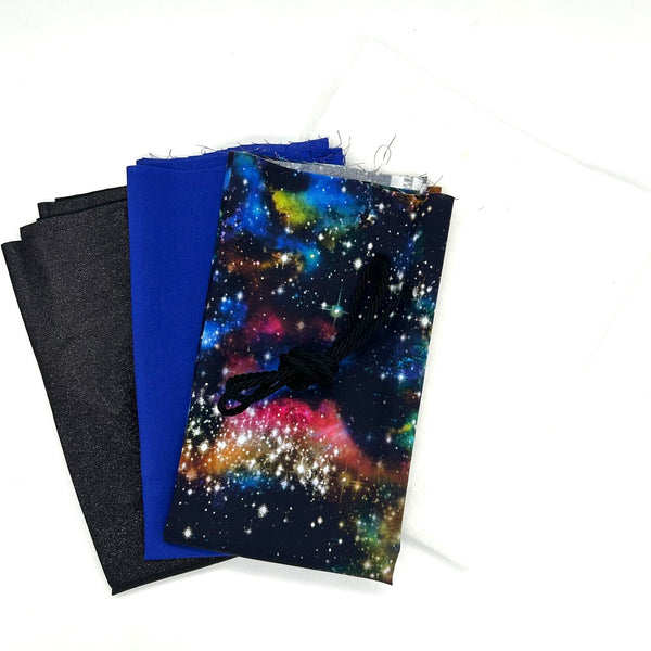 NM Designs Workshop Bundle | Month 4: Square Drawstring Pouch: Robert Kaufman | Stargazers ADSD-18262-325 Metallic Space Digital Celestial