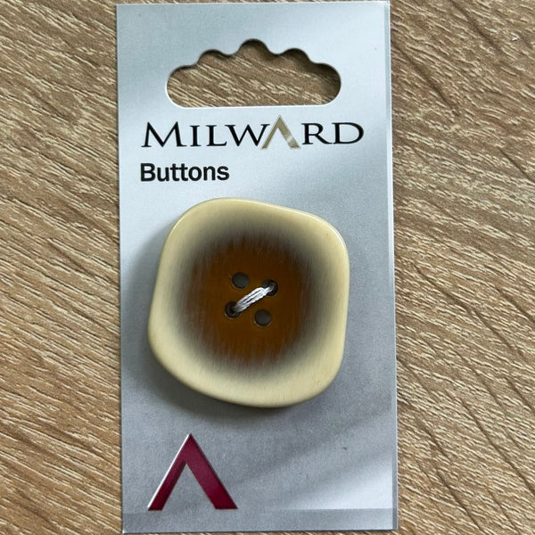 BUTTON: Milward 1203 G: Natural 1½" Diameter Rounded Square