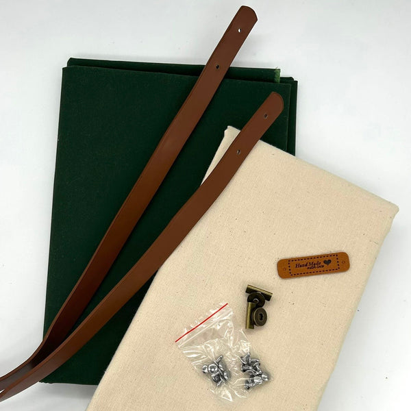 FABRIC KIT + HARDWARE: Easy Waxed Shopper: British Racing Green colourway