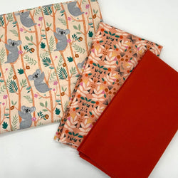 FAT QUARTER TRIO: Bethan Janine for Dashwood Studio | Our Planet 'Climbing Koalas' + 'Fancy Foliage' + Paprika