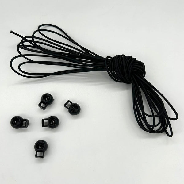 HARDWARE/ACCESSORY BUNDLE for Ever Ready Shoppers: 5 METRE length of 2mm elastic cord + FIVE toggles