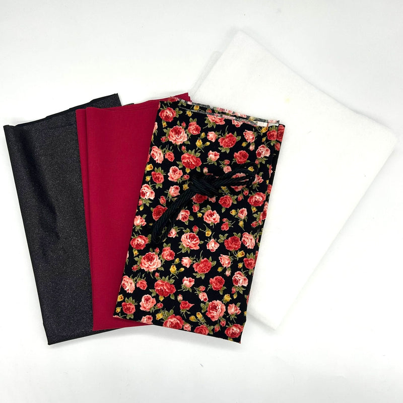 NM Designs Workshop Bundle | Month 4: Square Drawstring Pouch: Sevenberry 'Roses' on Black