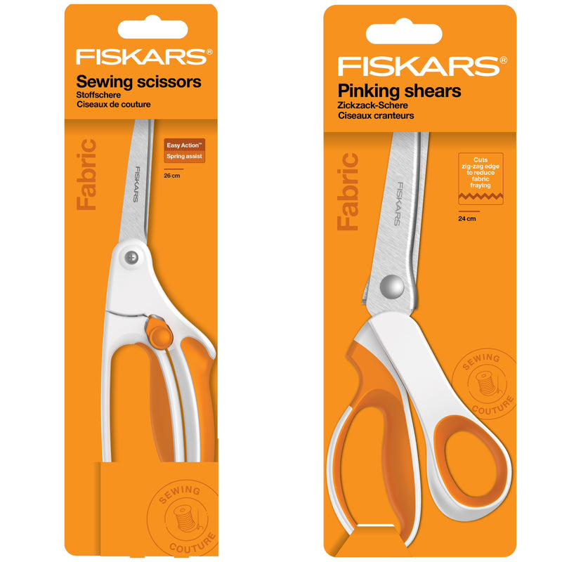 FISKARS SPECIAL BUY: Sewing Scissors with Easyaction™ (F1070070, 26cm) + Pinking Shears with Softgrip™ (F1070024, 24cm)