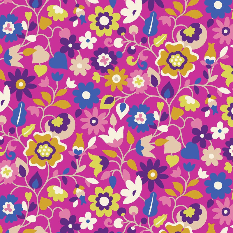 Sholto Drumlanrig for Dashwood Studio | Kaleidoscope Ace Lawn (145cm wide) 'Large Floral' PINK KAL1822: PRECUT 1/2m