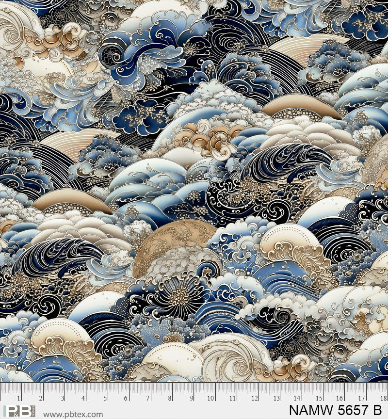 PB Textiles | Nami 108" by Clint Eagar: NAMW 5657 B Blue: by the 1/2m