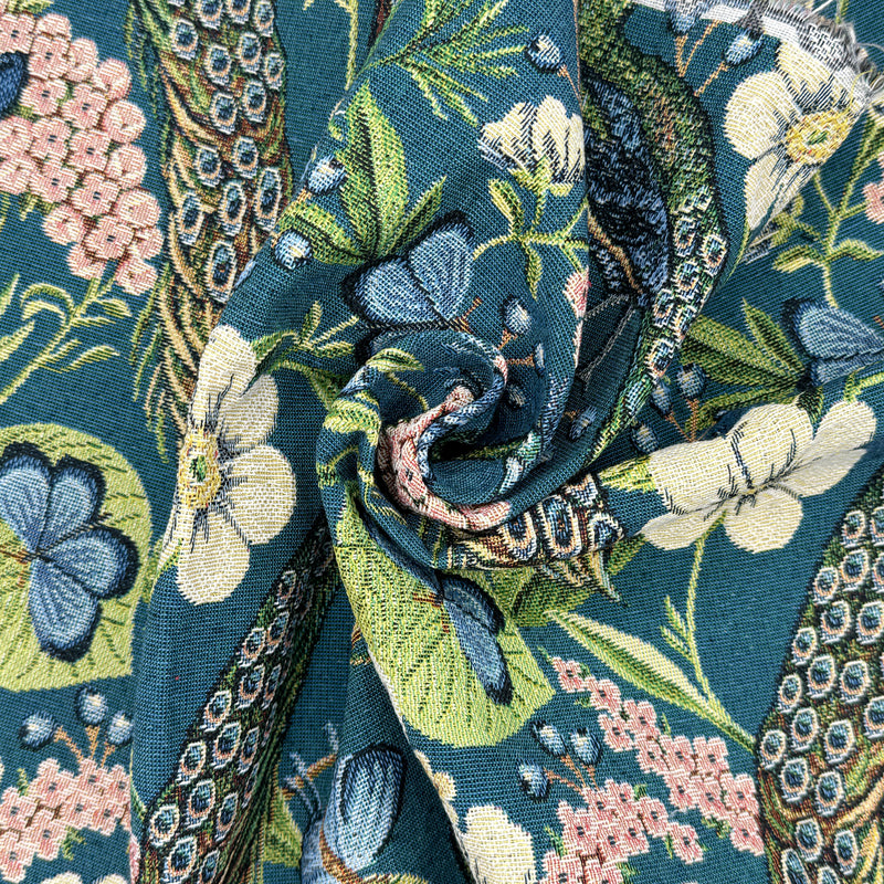 Chatham Glyn | Luxury Weight Cotton Rich Tapestry Fabric 'Peacock Chique' NWF084: by the METRE