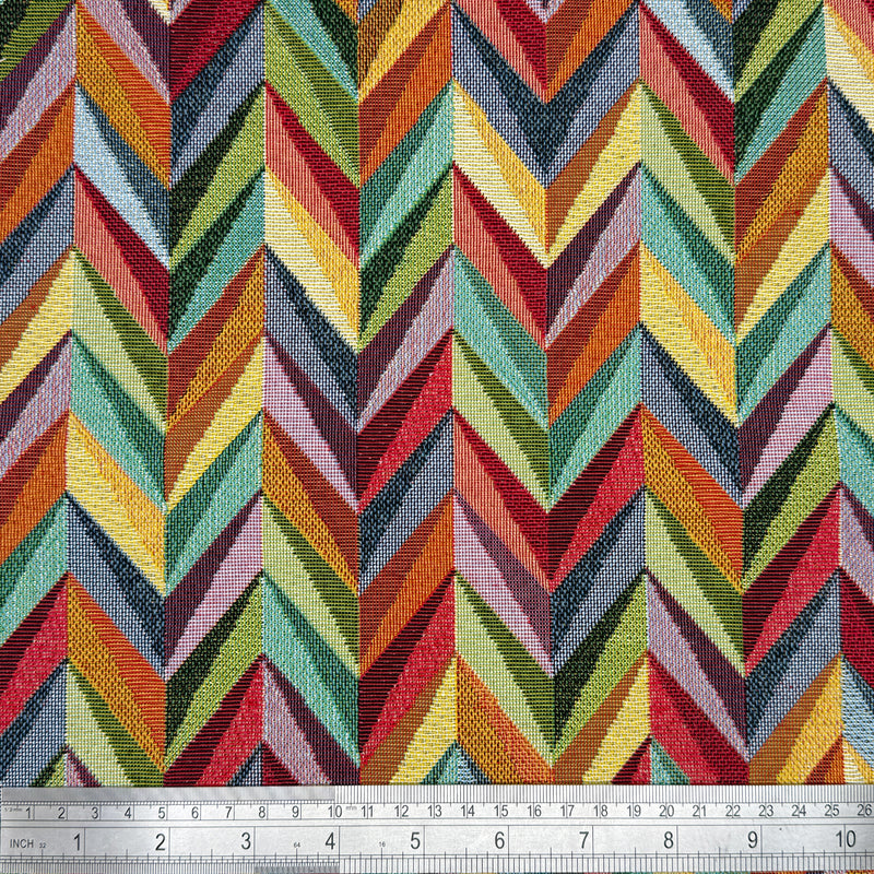 Chatham Glyn | Luxury Weight Cotton Rich Tapestry Fabric 'Twist (Zigzag)' NWF088: PRECUT 1 METRE