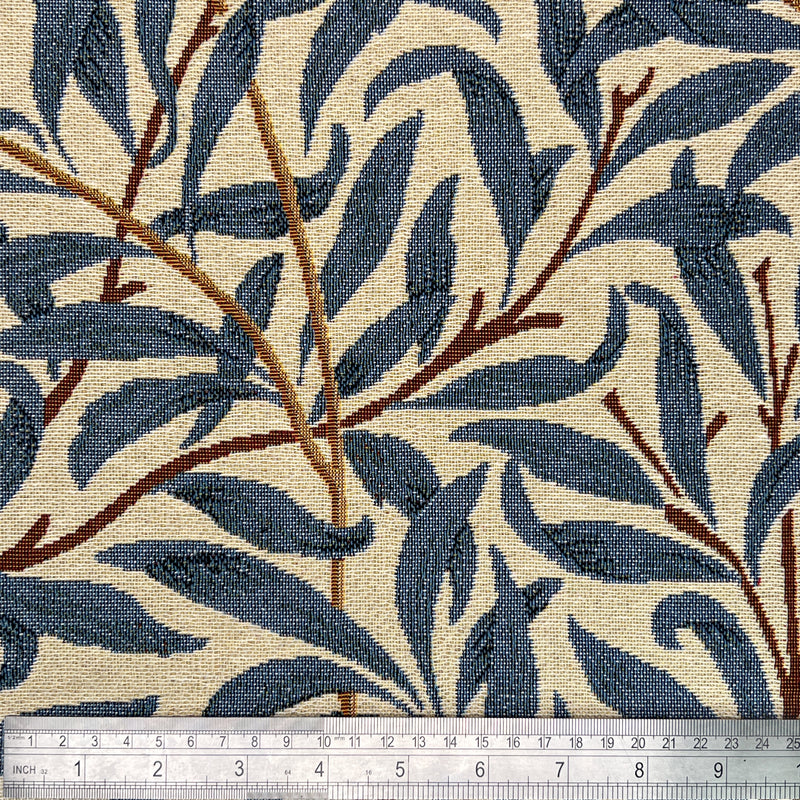 Chatham Glyn | Luxury Weight Cotton Rich Tapestry Fabric 'Willow Bough' Azure NWW012: by the METRE