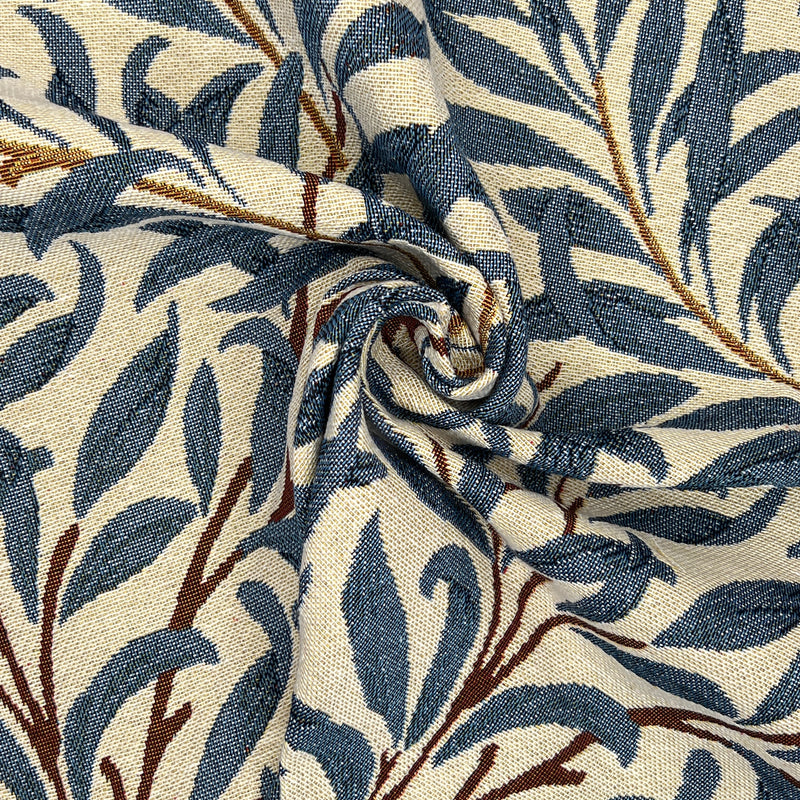 Chatham Glyn | Luxury Weight Cotton Rich Tapestry Fabric 'Willow Bough' Azure NWW012: PRECUT 1 METRE