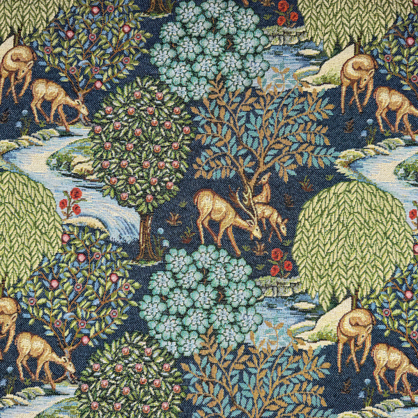 Chatham Glyn | Luxury Weight Cotton Rich Tapestry Fabric 'The Brook' Blue NWW025: by the METRE