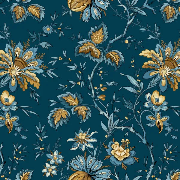 Edyta Sitar for Andover Fabrics | Beach House 'Ariel' in Midnight 2/1163 B: by the 1/2m