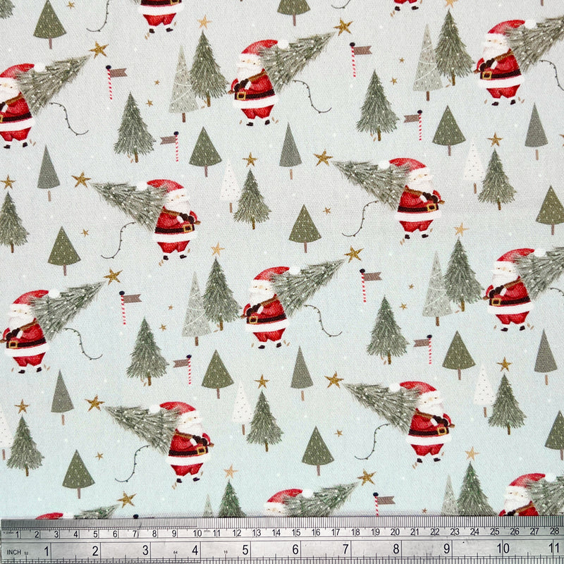 BLACK FRIDAY MEGA DEAL: Chatham Glyn | Design Pure Cotton Panama 'Father Christmas' Ice PUC031: 2M LENGTH