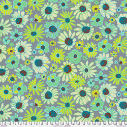 Kaffe Fassett Collective | August 2024 'Bloomers' Grey PWBM093.GREY: by the 1/2m