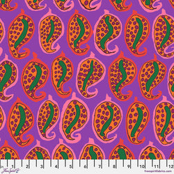 Kaffe Fassett Collective | August 2024 'Pasha Paisley' Purple PWBM096.PURPLE: by the 1/2m