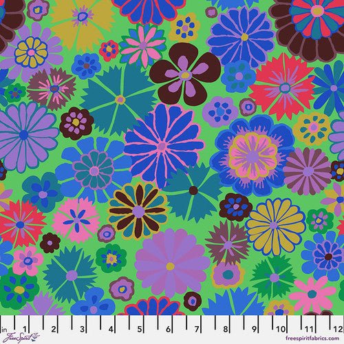 Kaffe Fassett Collective | August 2024 'Folk Flower' Blue PWGP204.BLUE: by the 1/2m