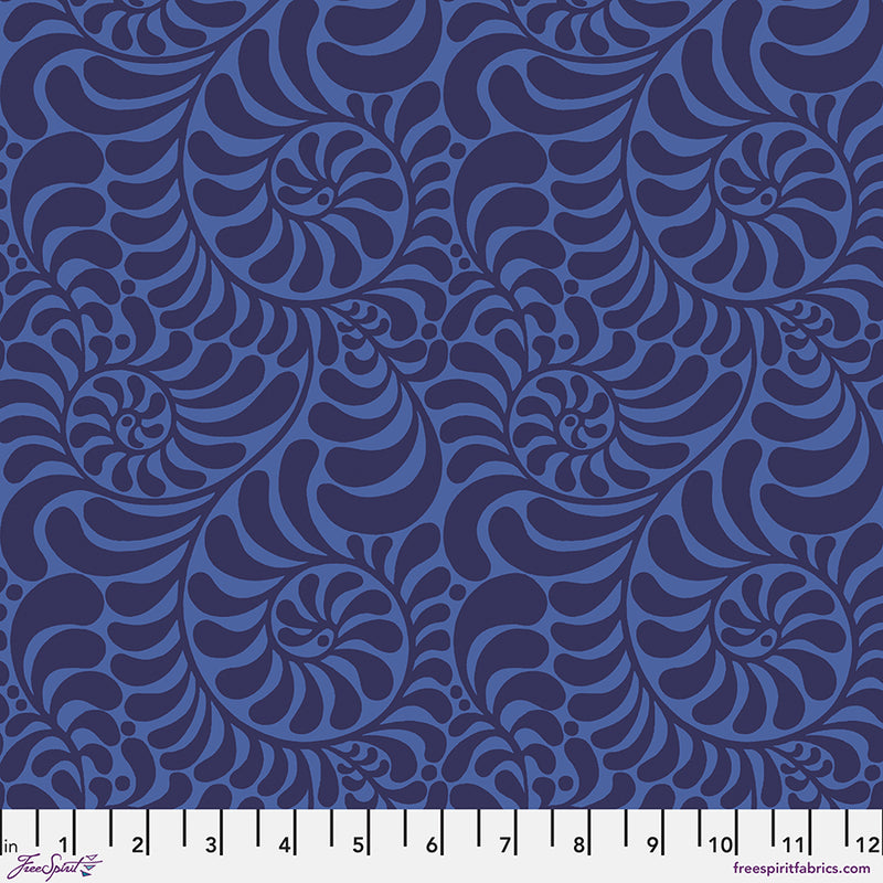 Jane Sassaman | Flower Dance 'Curlique' PWJS162 INDIGO: by the 1/2m