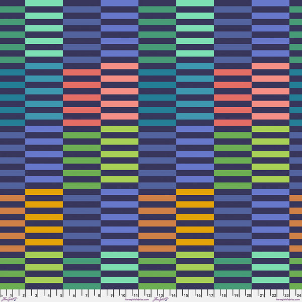 Jane Sassaman | Flower Dance 'Stripe' PWJS170 MULTI: by the 1/2m