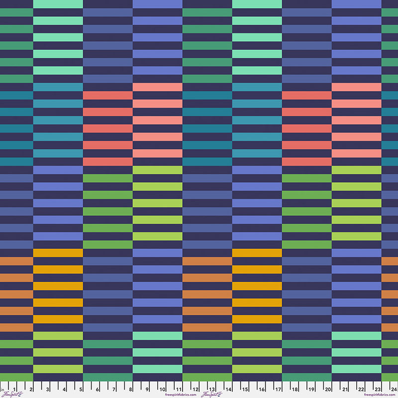 Jane Sassaman | Flower Dance 'Stripe' PWJS170 MULTI: by the 1/2m