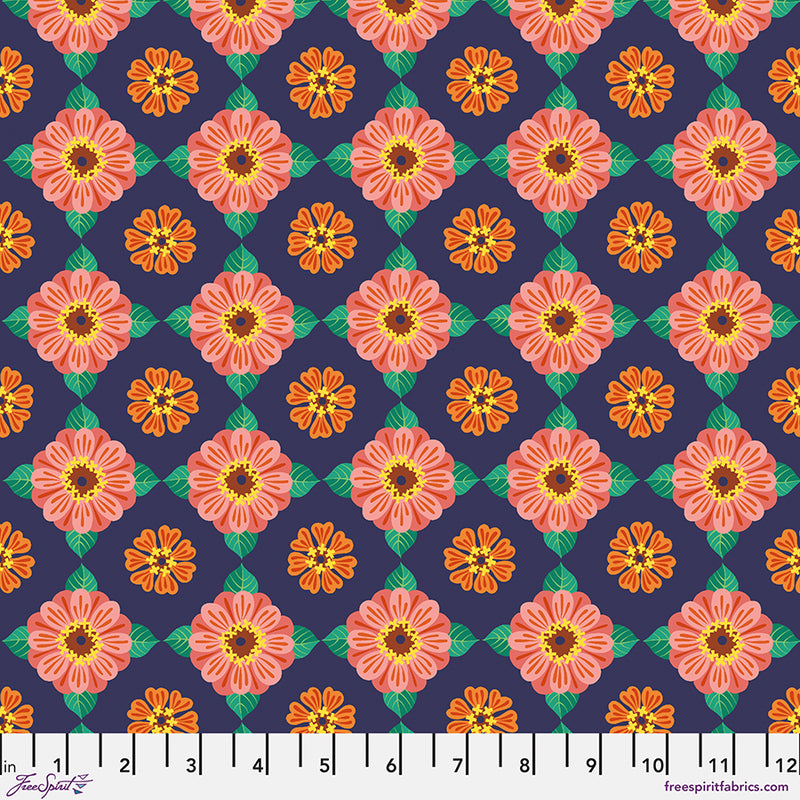 Jane Sassaman | Flower Dance 'Small Zinnia' PWJS173 MULTI: by the 1/2m