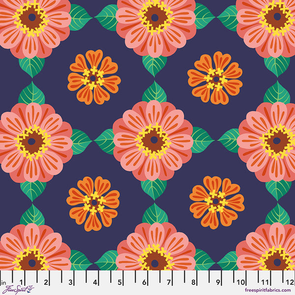 Jane Sassaman | Flower Dance 'Zinnia' PWJS174 MULTI: by the 1/2m