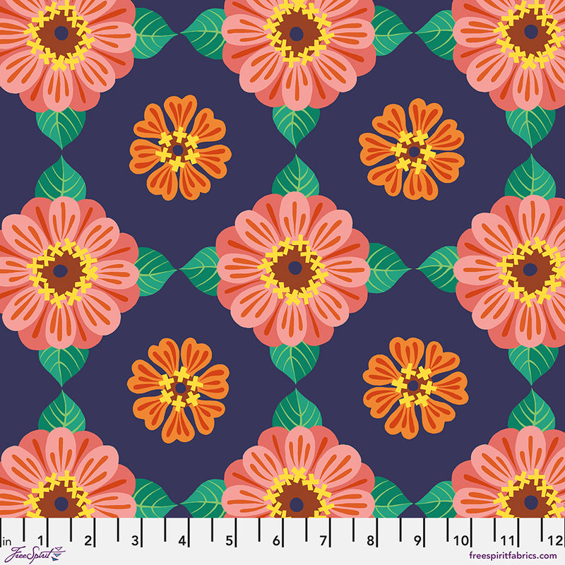 Jane Sassaman | Flower Dance 'Zinnia' PWJS174 MULTI: by the 1/2m