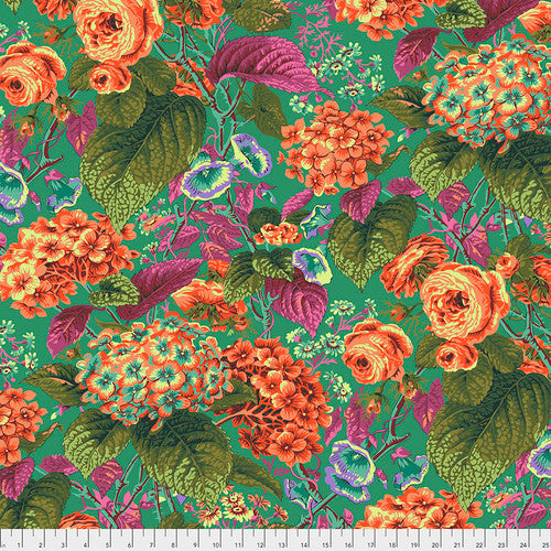 Kaffe Fassett Collective | Stash 'Rose and Hydrangea' PWPJ097 Green: by the 1/2m