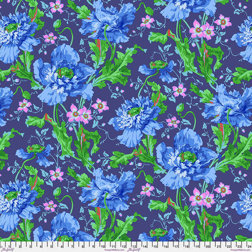 Kaffe Fassett Collective | August 2024 'Papaver' Blue PWPJ127.BLUE: by the 1/2m