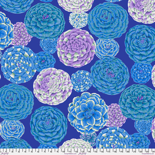 Kaffe Fassett Collective | August 2024 'Japonica' Blue PWPJ130.BLUE: by the 1/2m