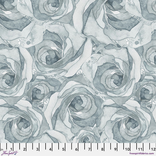 Shell Rummel | Brushstrokes 'Organic Roses' Silver Blue PWSR081.SILVER BLUE by the ½m