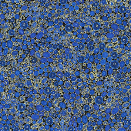 HALF METRE DUO: Robert Kaufman Fabrics | Gustav Klimt: SRKM-17183-74 SAPPHIRE + SRKM-18657-40 EMERALD