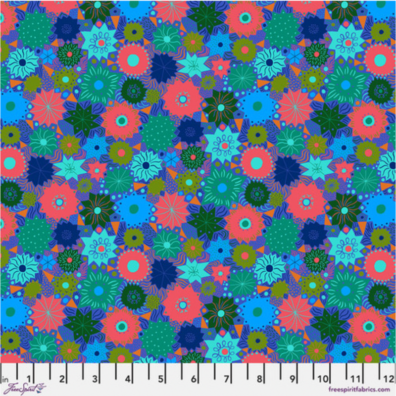 BOLT END SALE: Monika Forsberg for Conservatory Craft | Bloomology 'Spangled' Blue PWMF034.BLUE: Approx 3m