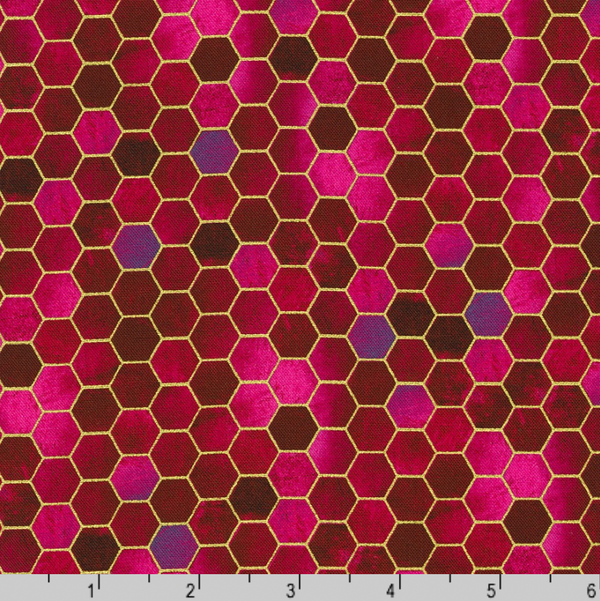 Robert Kaufman Fabrics | Golden Vibes 'Honeycomb' AINDM-22741-108 FUCHSIA: by the 1/2m