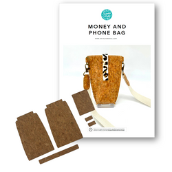 PRECUT MAKES: Money and Phone Bag: PRINTED INSTRUCTIONS + LARGE GRAIN CORK