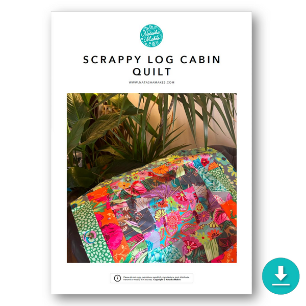 INSTRUCTIONS: Scrappy Log Cabin Quilt: DIGITAL DOWNLOAD