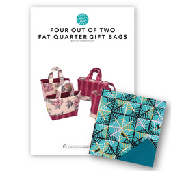 Kit with Instructions: 'Four Out Of Two' Fat Quarter Gift Bags: Robert Kaufman Fabrics | Bat-Tastic 'Webs' TEAL with Baltic