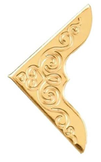 HARDWARE: Corner Protectors: 23mm Fancy Scroll Design: 1 PAIR: Bright Gold colour