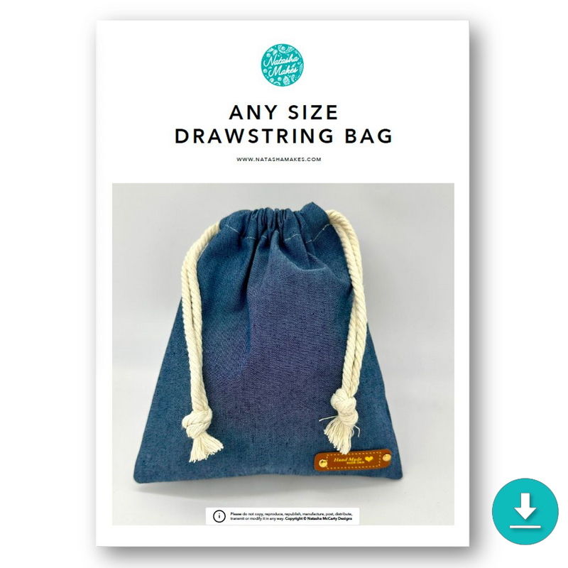 INSTRUCTIONS: Any Size Drawstring Bag: DIGITAL DOWNLOAD