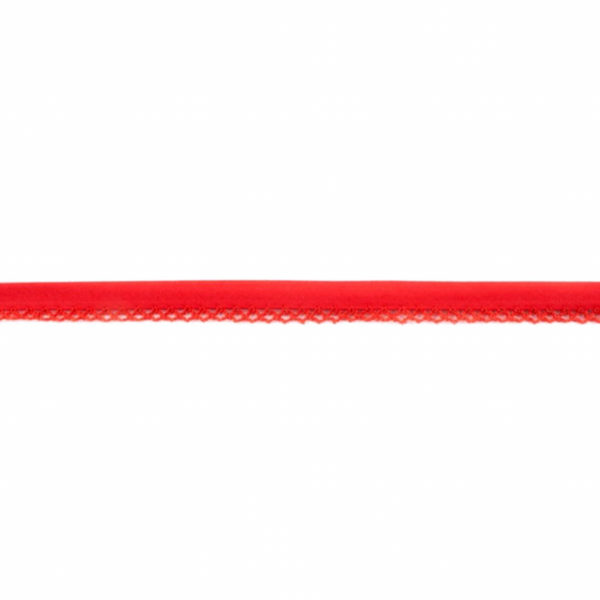 TRIM: Crochet-Edged Poplin Bias Binding (Double Fold) - 15mm width: Precut 2.5m: RED