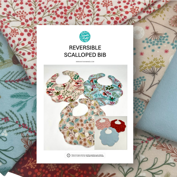 KIT with Instructions: Reversible Scalloped Bib: x6 FLANNEL Fat Quarters *V4*