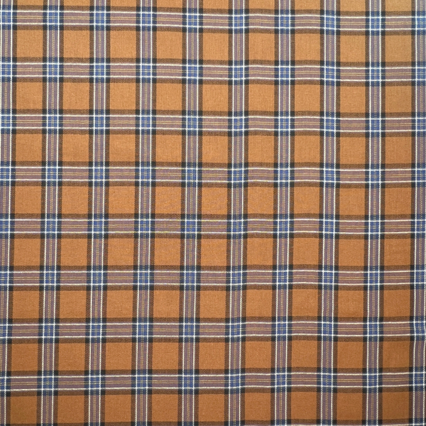 MEGA METRE: 1m Brushed Cotton Tartan in Option 12 Tan / Blue + 1m Waxed Cotton 'Bonneville 6' in Chestnut