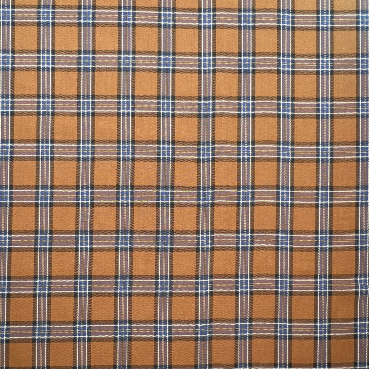 MEGA METRE: 1m Brushed Cotton Tartan in Option 12 Tan / Blue + 1m Waxed Cotton 'Bonneville 6' in Chestnut