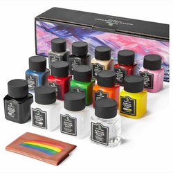 ACCESSORY: 14 Piece Acrylic Leather Paint Kit (12 Vibrant Colours + Leather Preparer and Deglazer + Acrylic Finisher)