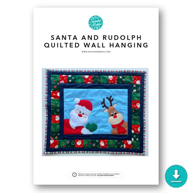 INSTRUCTIONS: Santa and Rudolph Quilted Wall Hanging Pattern: DIGITAL DOWNLOAD