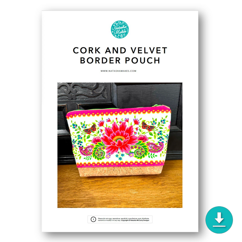 INSTRUCTIONS: Cork and Velvet Border Pouch: DIGITAL DOWNLOAD