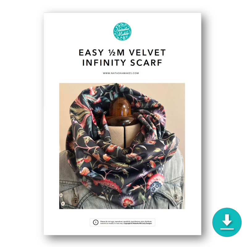 INSTRUCTIONS: Easy ½m Velvet Infinity Scarf: DIGITAL DOWNLOAD